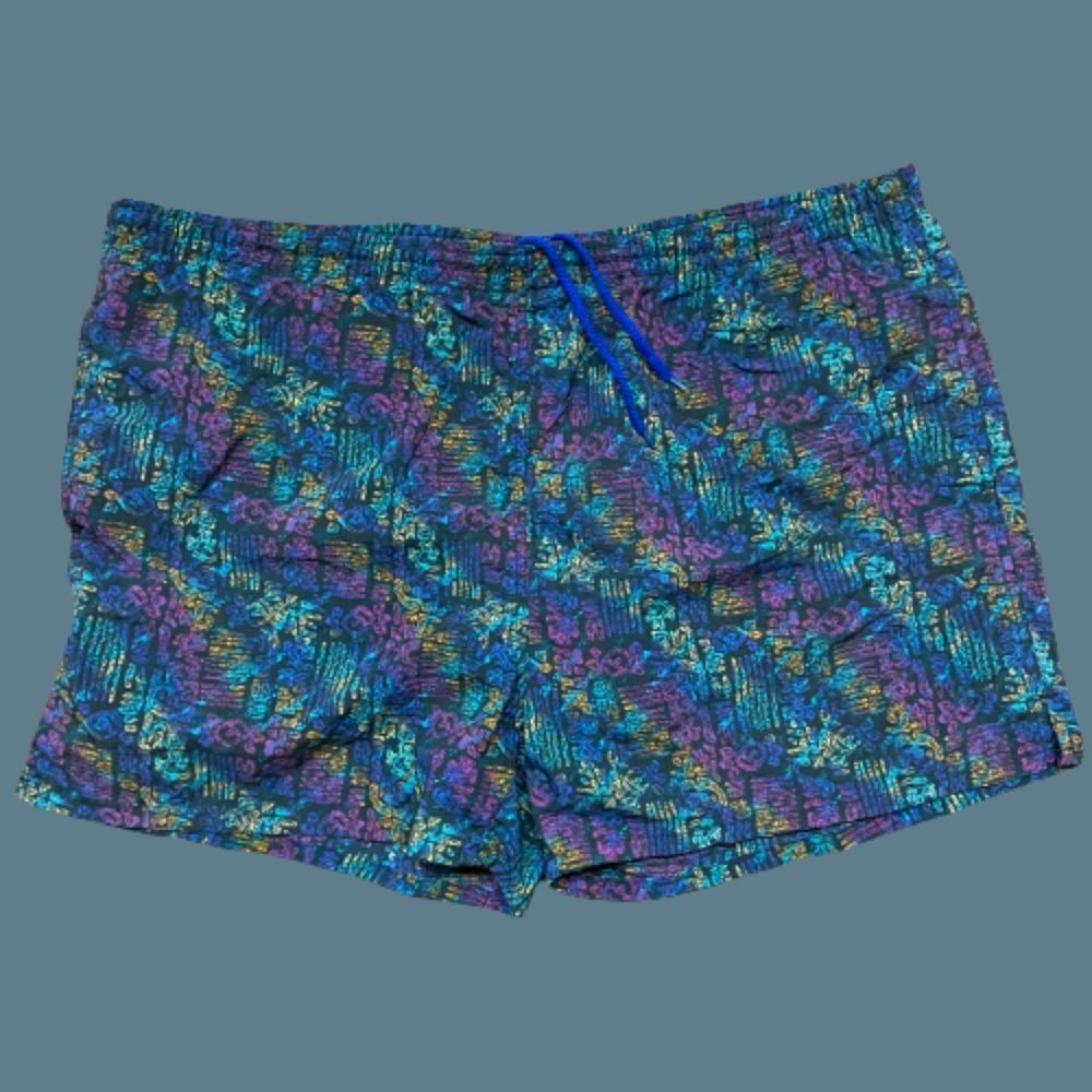 Fremantle Vintage 80s Big & Tall Swimming Trunks Shorts Multicolor Men's Size XL